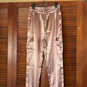 Boohoo Pink Silk Cargo Pants